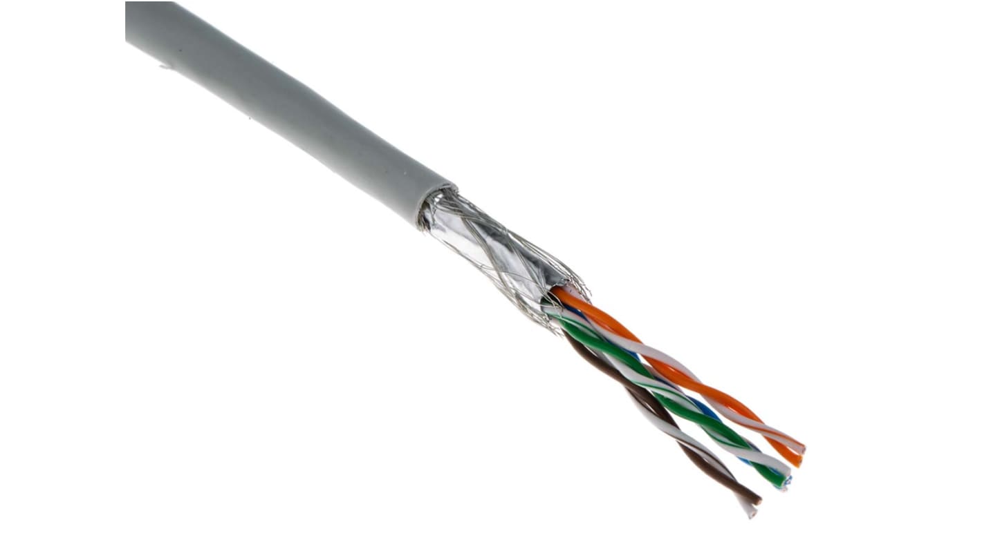 Cable Ethernet Cat5e S/UTP RS PRO de color Gris, long. 305m, funda de PVC
