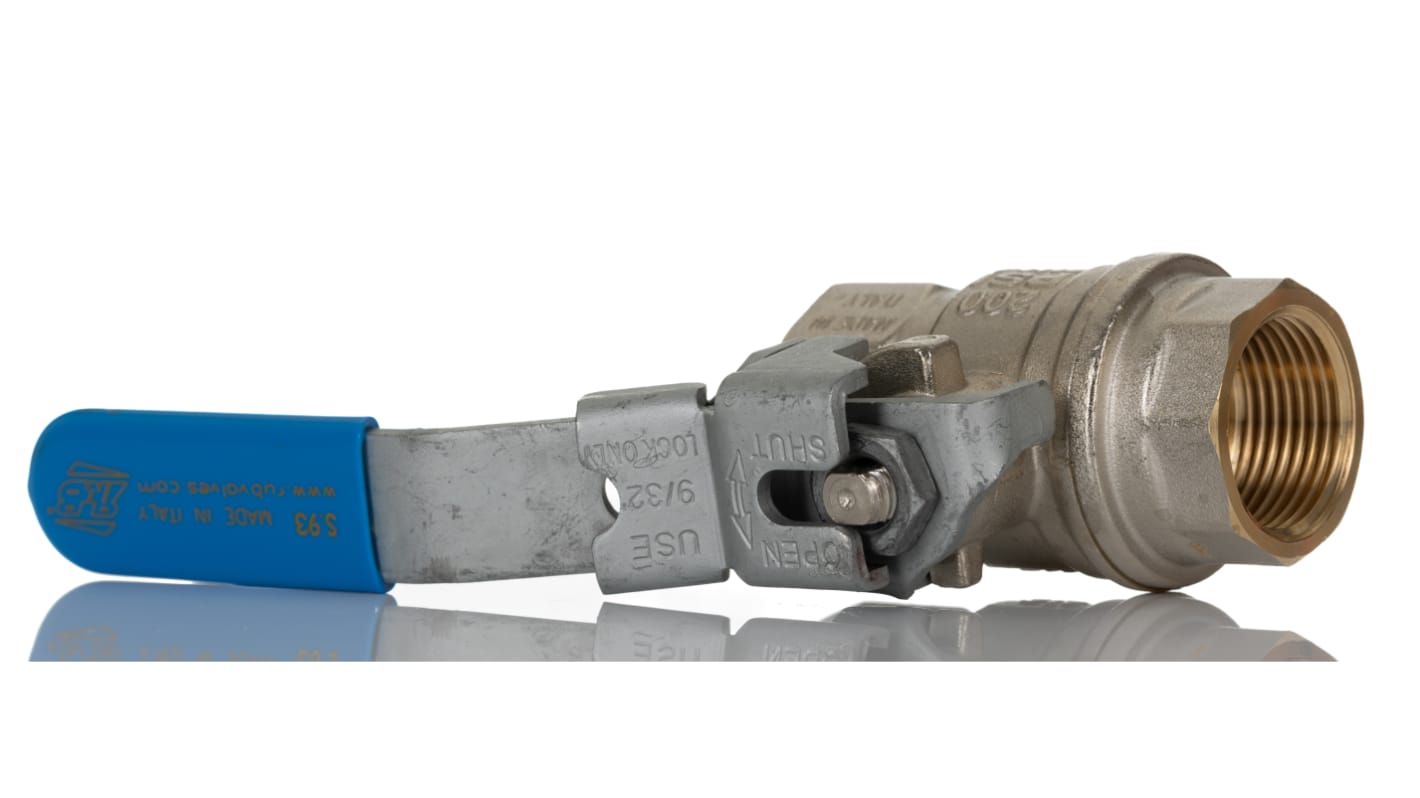 RS PRO Brass Full Bore, 2 Way, Ball Valve, Threaded, BSP 3/4in, 14bar Operating Pressure