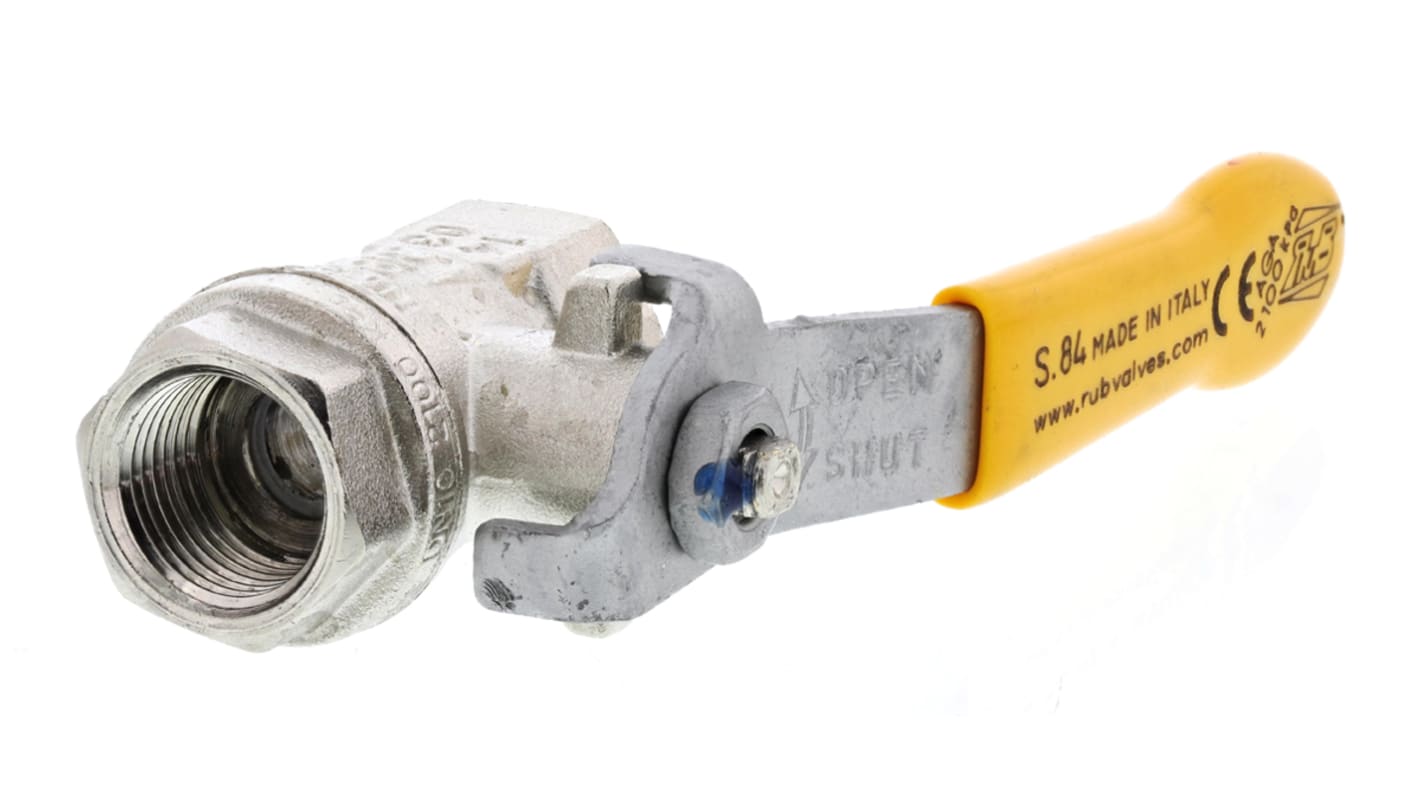 RS PRO Nickel Plated Brass Full Bore, 2 Way, Ball Valve, Threaded, BSPT 3/8in, 40bar Operating Pressure