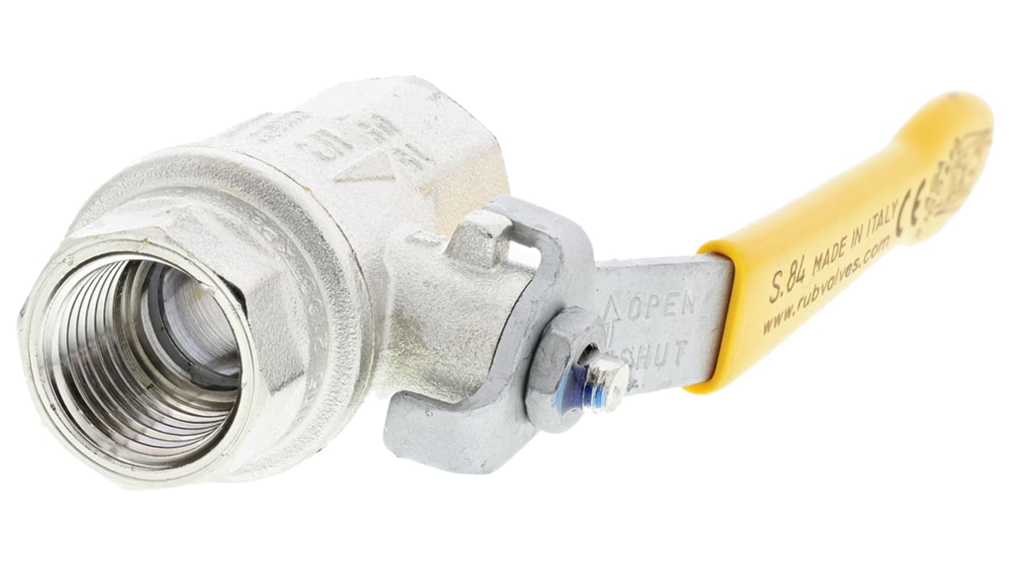 RS PRO Nickel Plated Brass Full Bore, 2 Way, Ball Valve, BSPT 1/2in, 40bar Operating Pressure