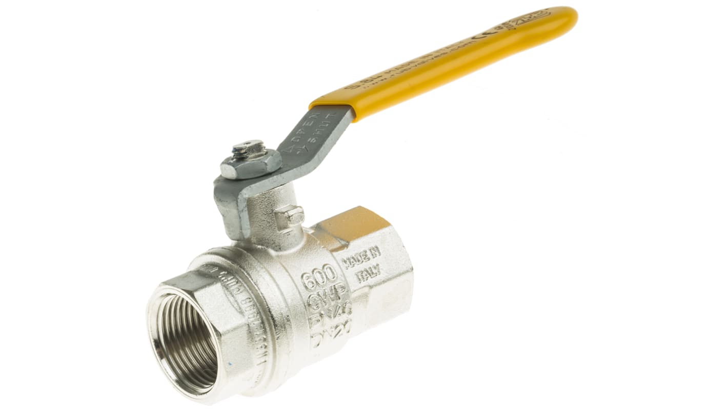 RS PRO Nickel Plated Brass Full Bore, 2 Way, Ball Valve, Threaded, BSPT 3/4in, 40bar Operating Pressure