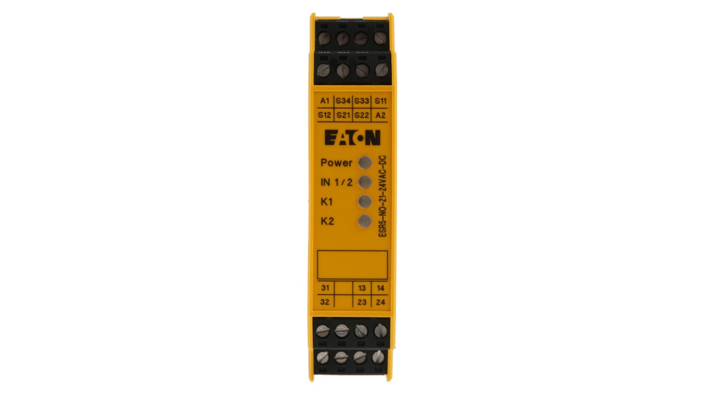 Eaton ESR5 Safety Relay 24V ac/dc, Dual-Channel 2 Safety Contacts