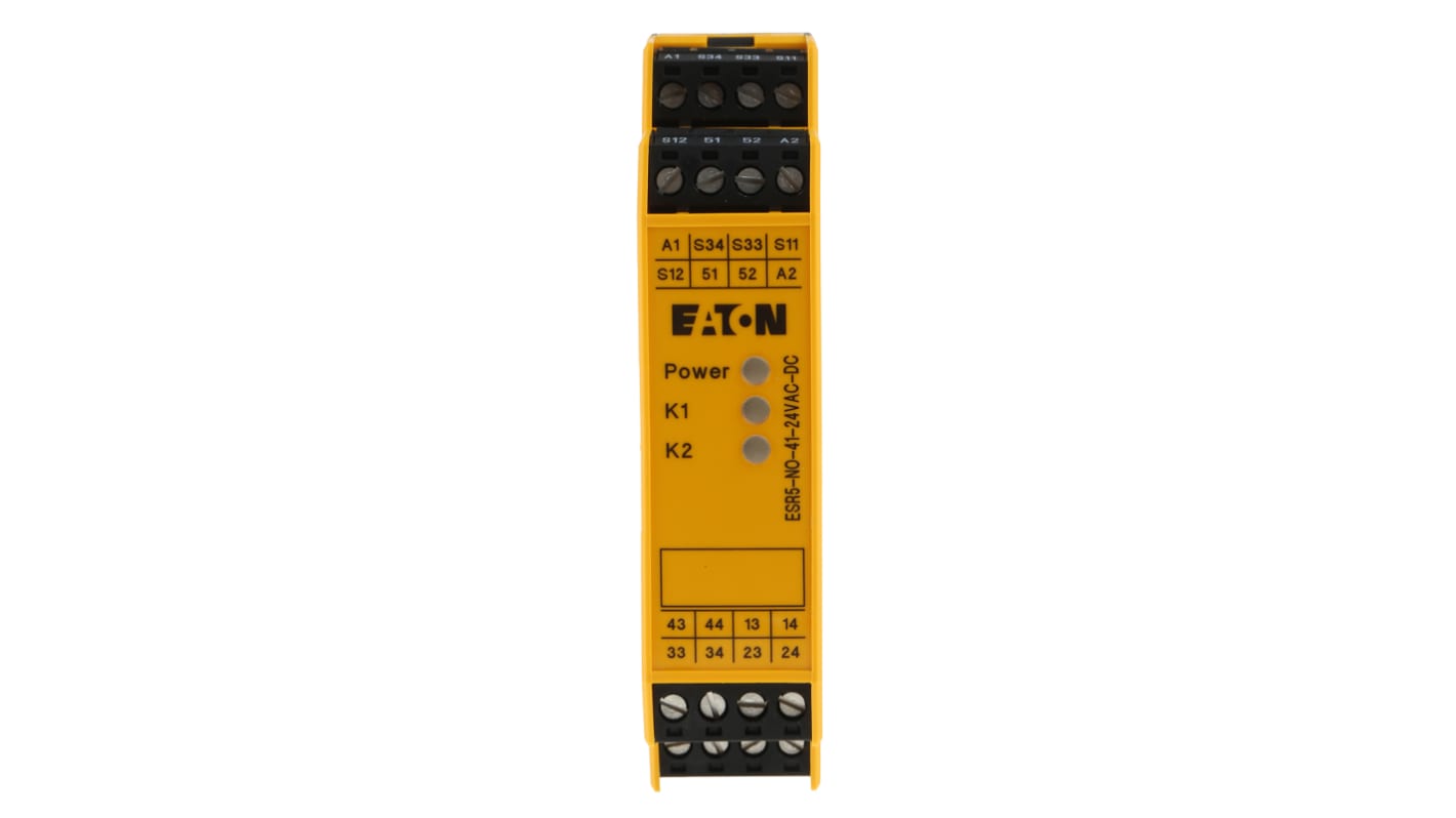 Eaton ESR5 Safety Relay 24V ac/dc, Single Channel 4 Safety Contacts
