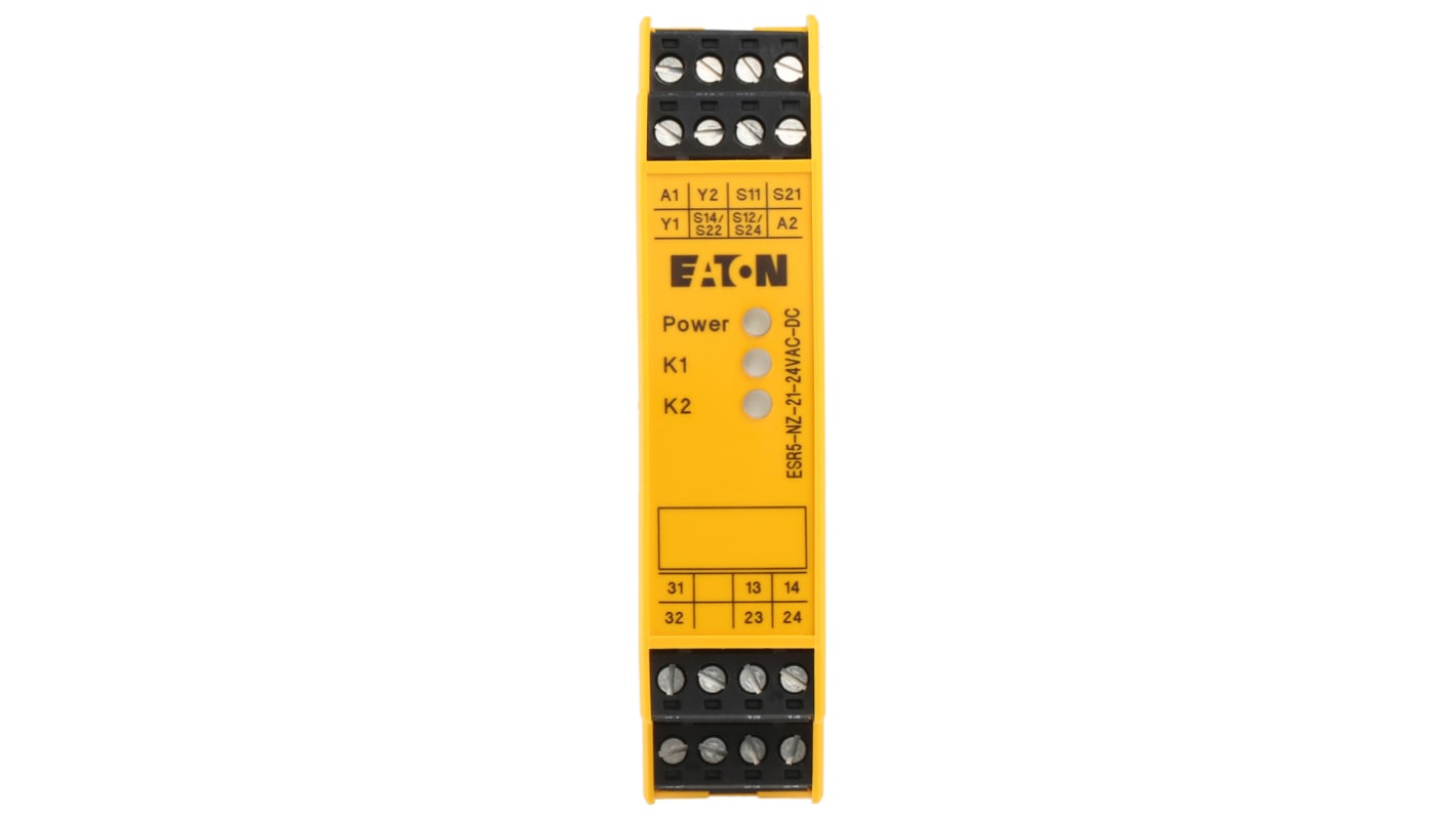 Eaton ESR5 Two Hand Control Safety Relay, 24V ac/dc, Dual-Channel, 2 Safety Contacts