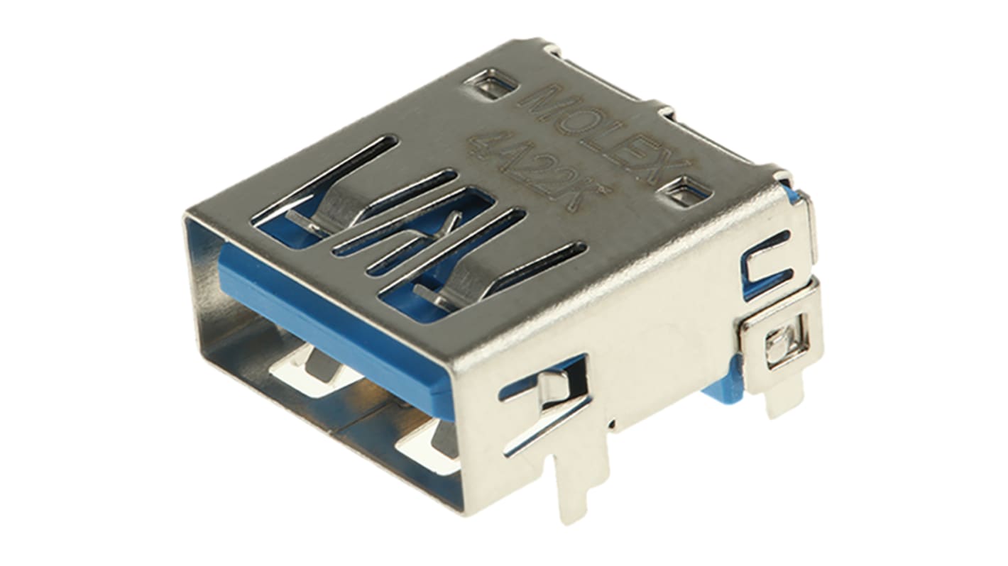 Molex Right Angle, Through Hole, Socket Type A 3.0 USB Connector