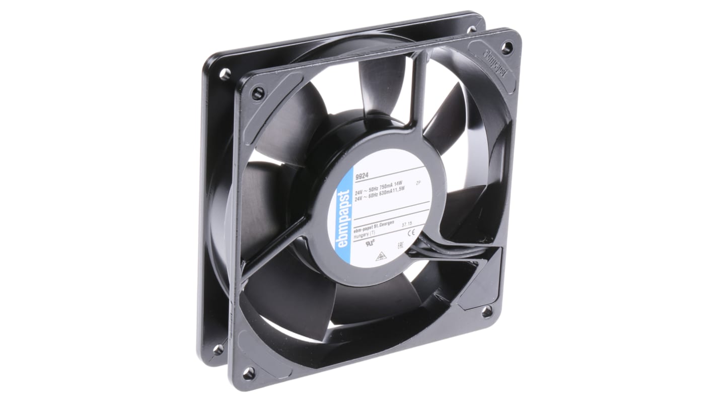 ebm-papst 9900 Series Axial Fan, 24 V ac, AC Operation, 114m³/h, 14W, 119 x 119 x 25mm