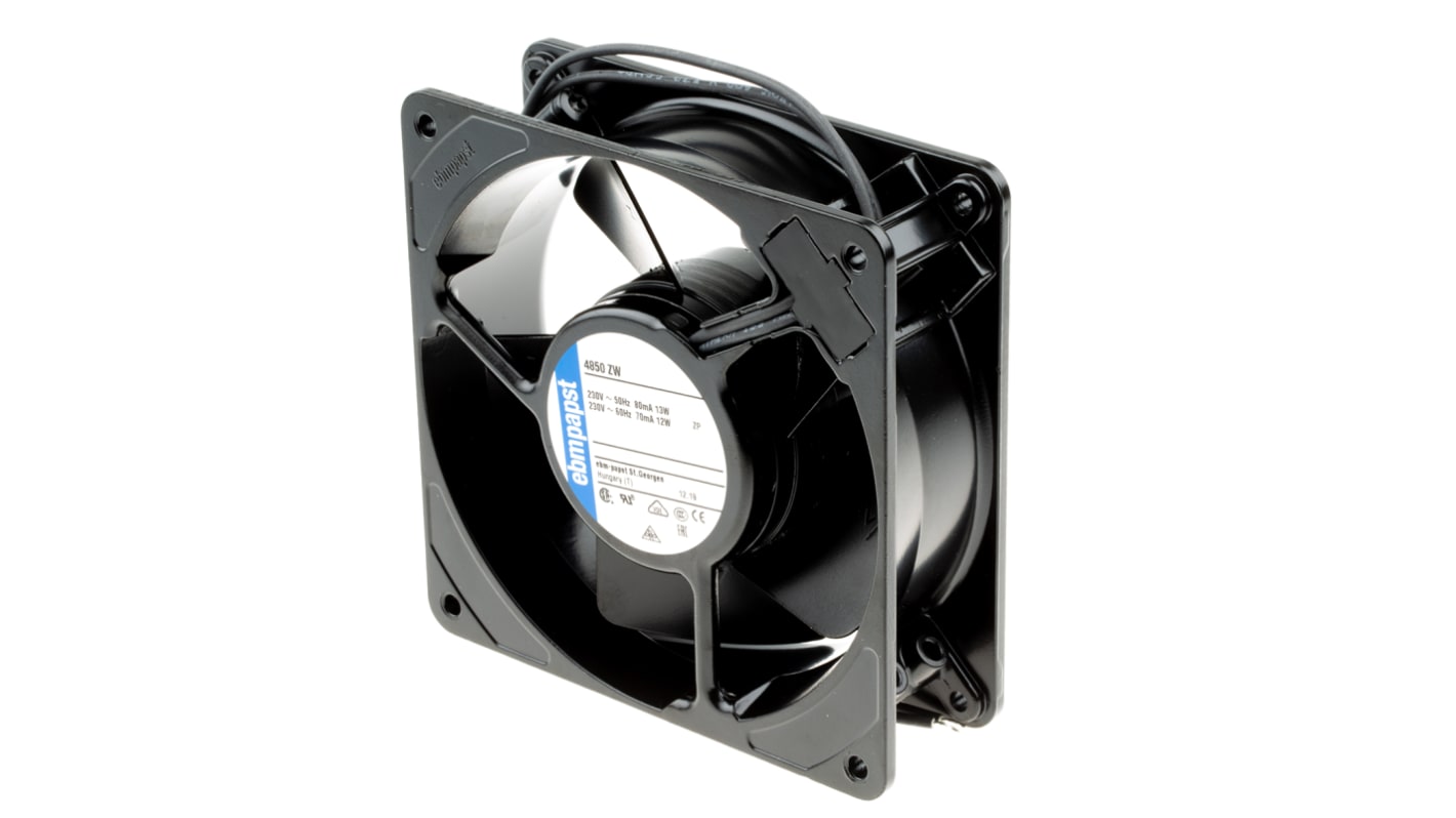 ebm-papst 4000 Z Series Axial Fan, 230 V ac, AC Operation, 98m³/h, 13W, 119 x 119 x 38mm