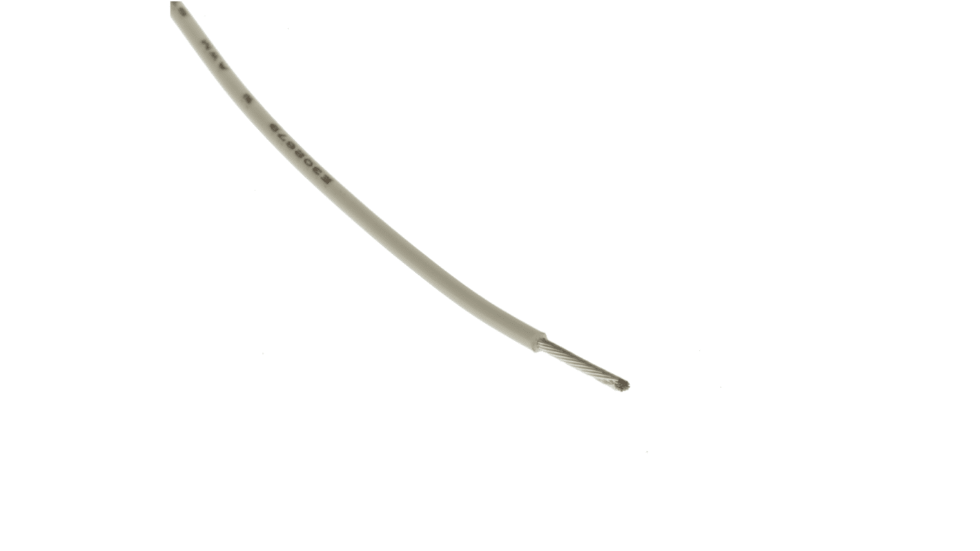 RS PRO White 0.33 mm² Hook Up Wire, 20 AWG, 19/0.2 mm, 100m, PTFE Insulation