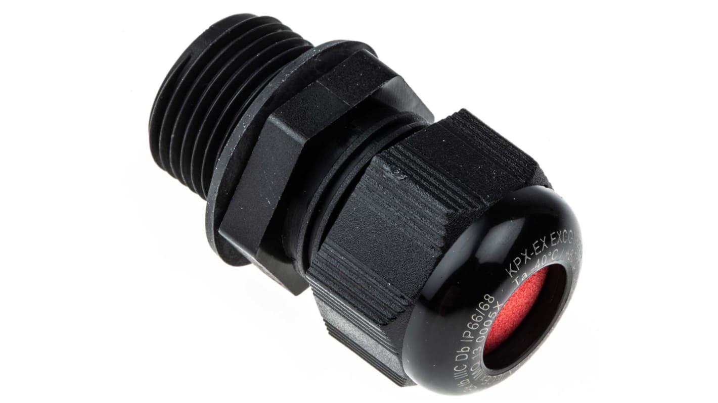 Kopex-EX CGM Series Black Nylon Cable Gland, M20 Thread, 6mm min., 12mm max., IP66, IP68