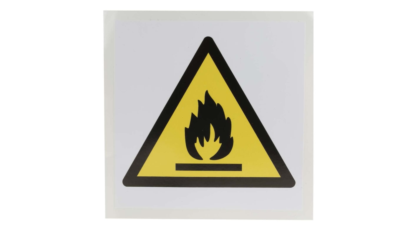 RS PRO Self-Adhesive Fire Safety Hazard Warning Sign