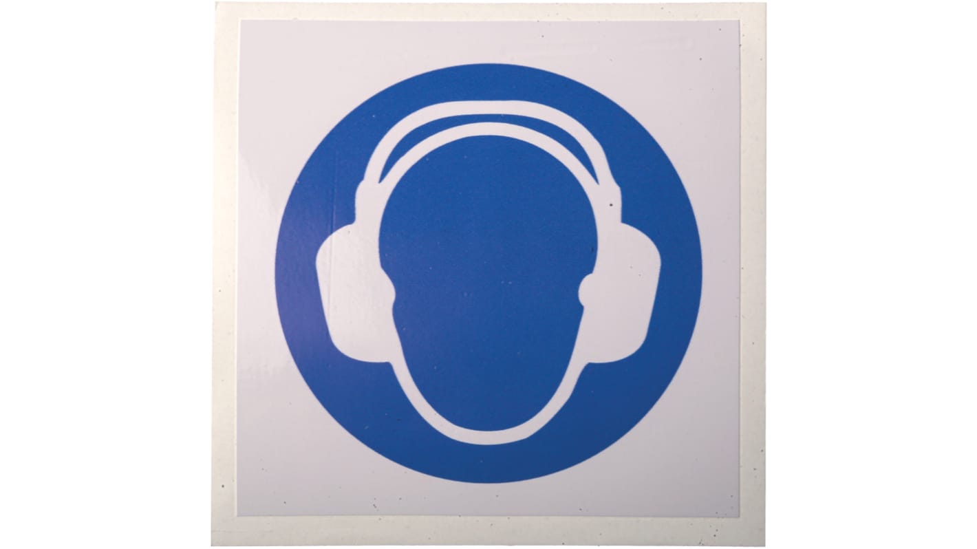 RS PRO Vinyl Mandatory Ear Protection Sign With Pictogram Only Text