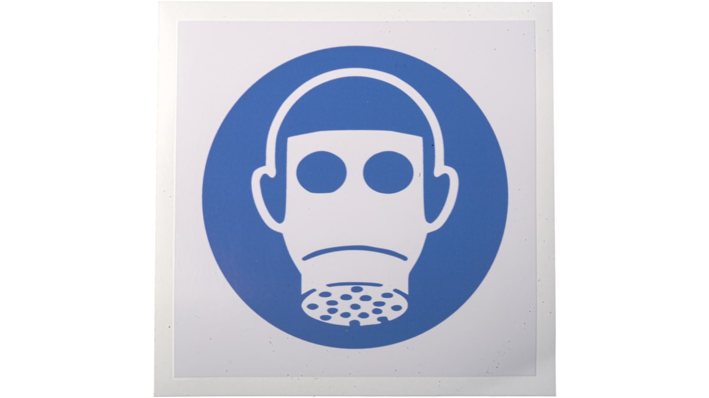 RS PRO Vinyl Mandatory Respiratory Protection Sign With Pictogram Only Text