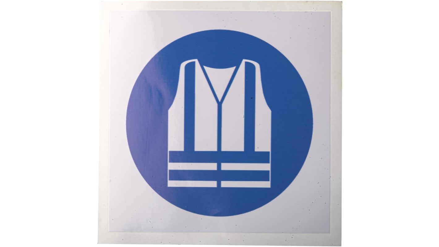 RS PRO Vinyl Mandatory High Visibility Clothing Sign With Pictogram Only Text