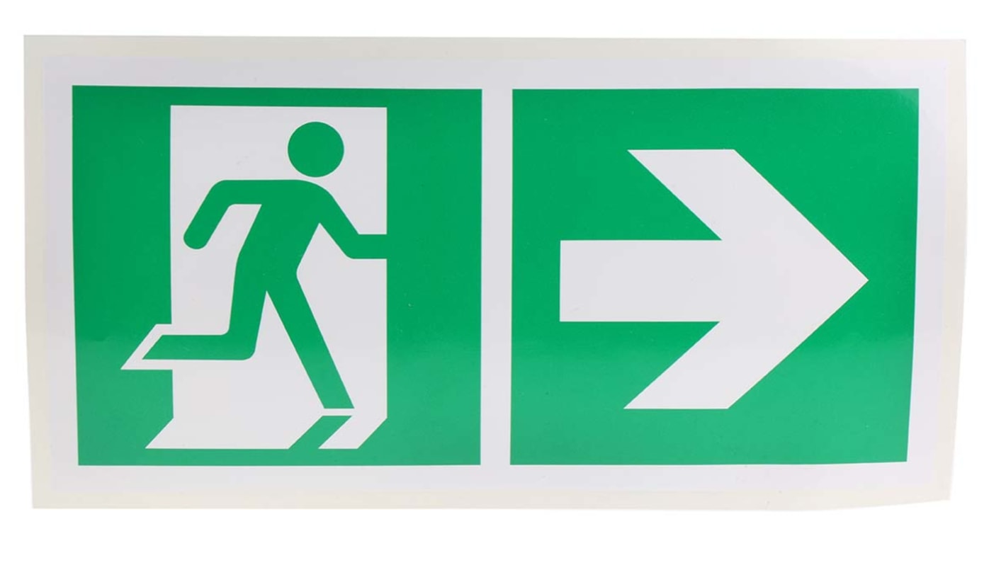 Vinyl Emergency Exit Right,  With Pictogram Only, Non-Illuminated Emergency Exit Sign
