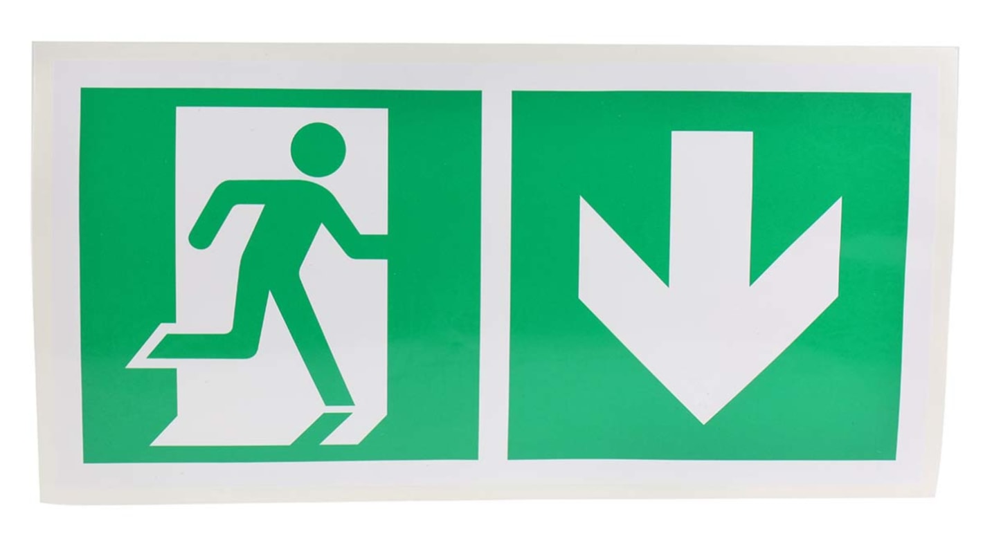 Vinyl Emergency Exit Down,  With Pictogram Only, Non-Illuminated Emergency Exit Sign