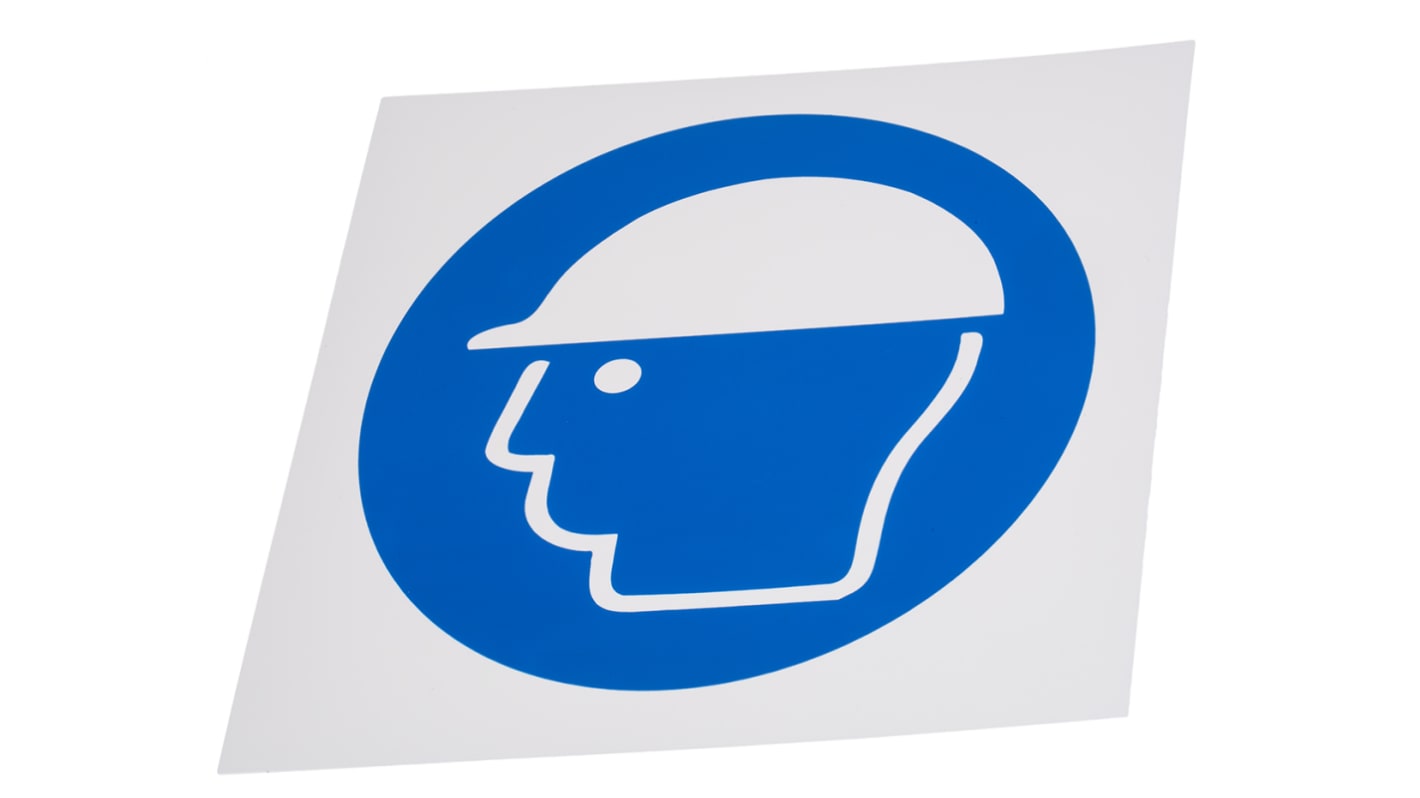 RS PRO Plastic Mandatory Head Protection Sign With Pictogram Only Text