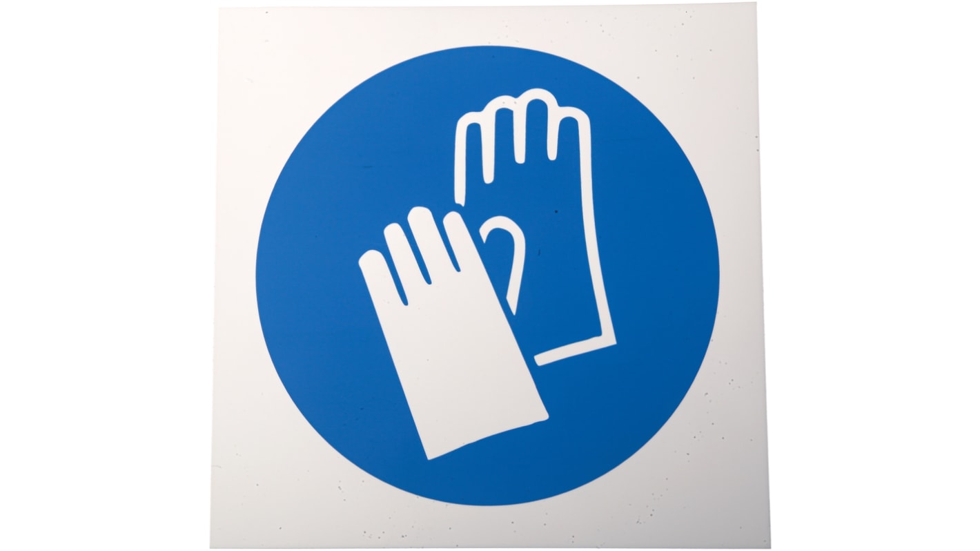 RS PRO Plastic Mandatory Hand Protection Sign With Pictogram Only Text