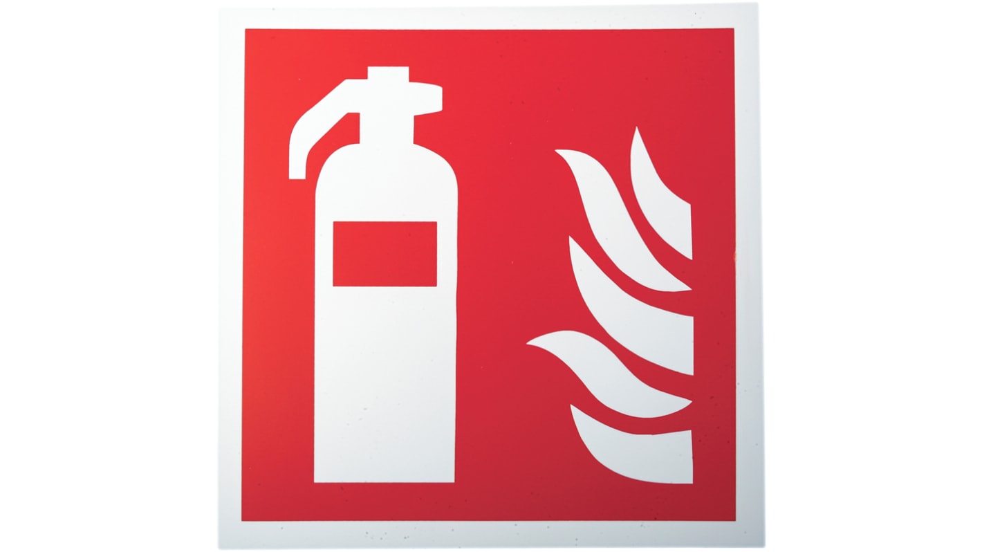 Plastic Fire Safety Sign,  With Pictogram Only Text, 200 x 200mm