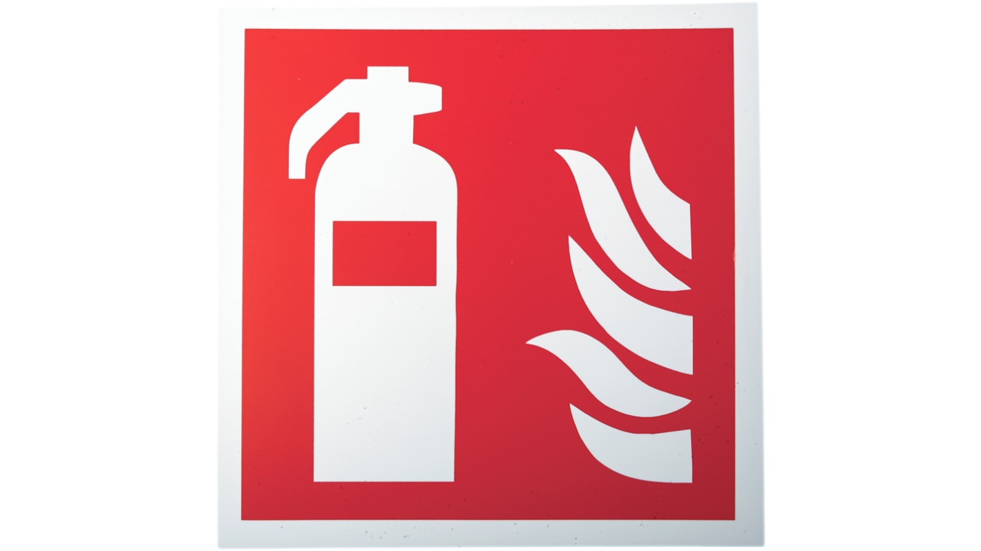 Plastic Fire Safety Sign,  With Pictogram Only Text, 200 x 200mm