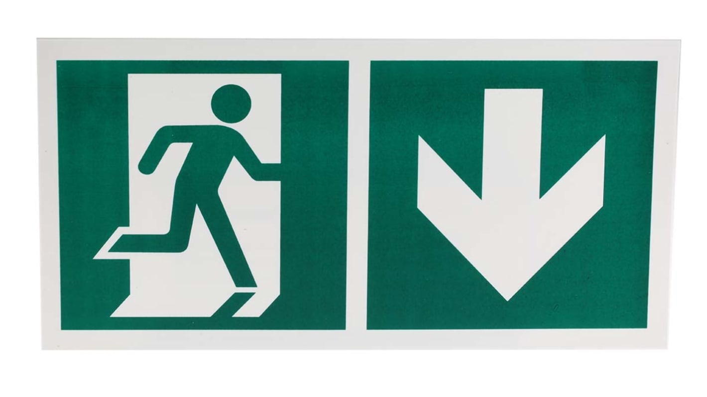 Plastic Emergency Exit Down,  With Pictogram Only, Non-Illuminated Emergency Exit Sign