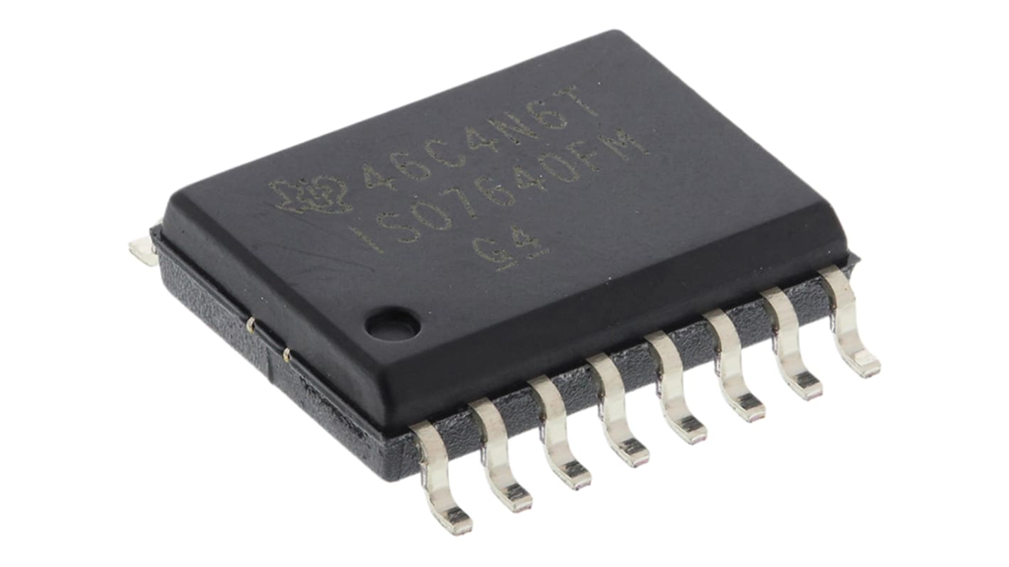 ISO7640FMDW Texas Instruments, 4-Channel Digital Isolator 150Mbps, 4243 Vrms, 16-Pin SOIC