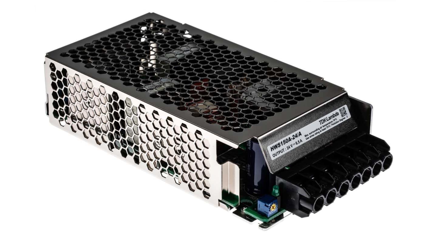 TDK-Lambda Switching Power Supply, HWS150A-24/A, 24V dc, 6.5A, 156W, 1 Output, 120 → 370 V dc, 85 → 265 V