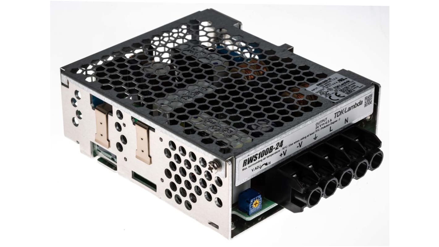 TDK-Lambda Switching Power Supply, RWS100B-24, 24V dc, 4.5A, 108W, 1 Output, 120 → 370 V dc, 85 → 265 V