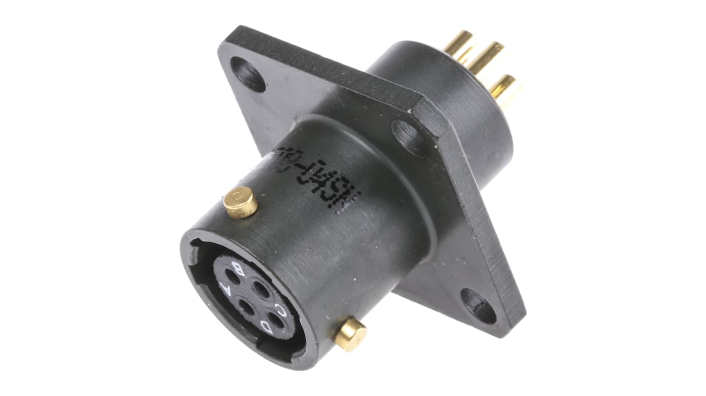 Amphenol Limited, 62GB 4 Way Flange Mount MIL Spec Circular Connector Receptacle, Socket Contacts,Shell Size 8, Bayonet