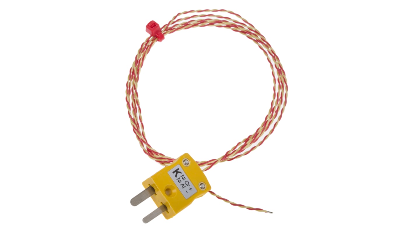 Termocoppia a giunzione esposta tipo K, Ø sonda 1/0.3mm, lungh. sonda 1m, +250°C