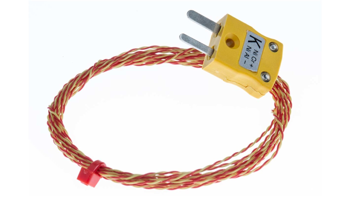 Termopar tipo K RS PRO, Ø sonda 1/0.2mm x 2m, temp. máx +250°C, cable de 2m, conexión , con conector miniatura