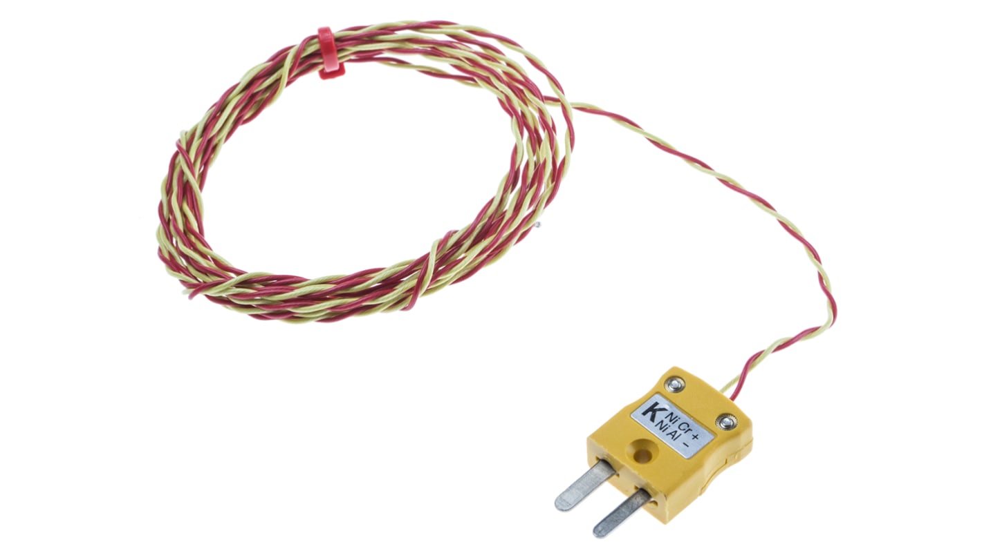 Termocoppia a giunzione esposta tipo K, Ø sonda 7/0.2mm, lungh. sonda 2m, +250°C