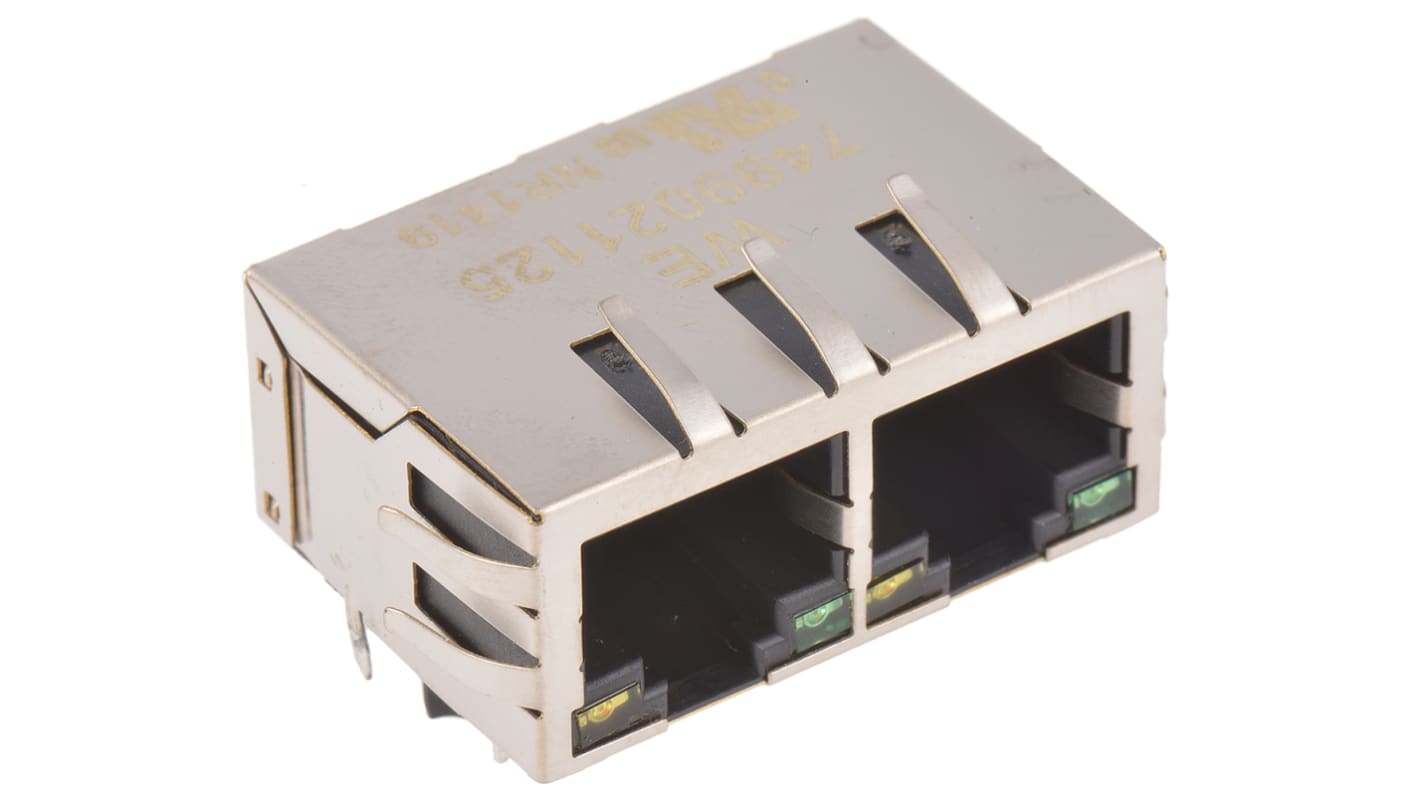 Transformador LAN Ethernet Wurth Elektronik, 2 puertos, Agujero pasante, 31.4 x 15.21 x 21.5mm