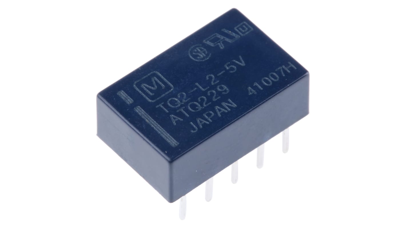 Relè di segnale Panasonic, DPDT, 1A, bobina 5V cc PCB