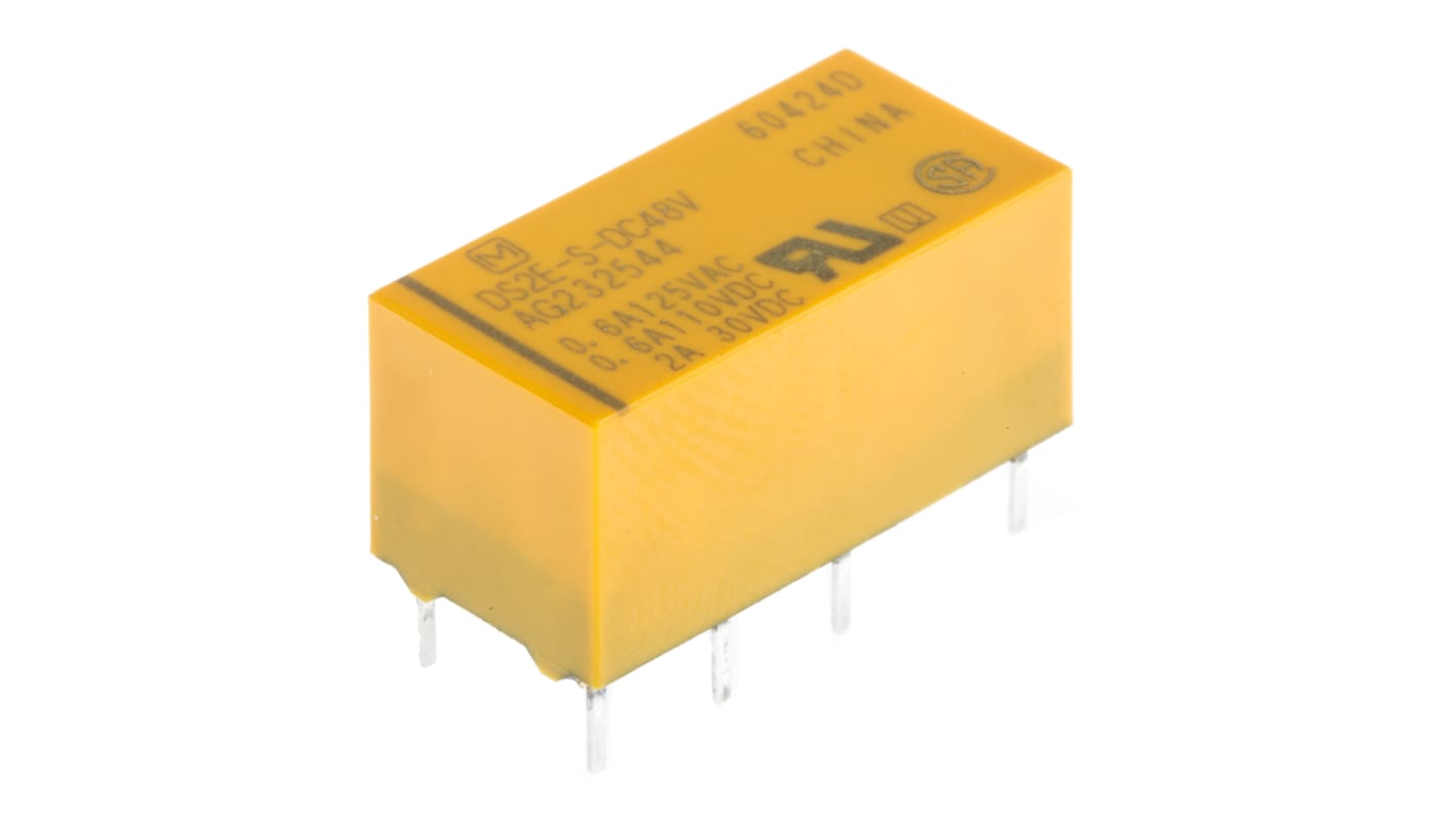 Panasonic PCB Mount Signal Relay, 48V dc Coil, 3A Switching Current, DPDT