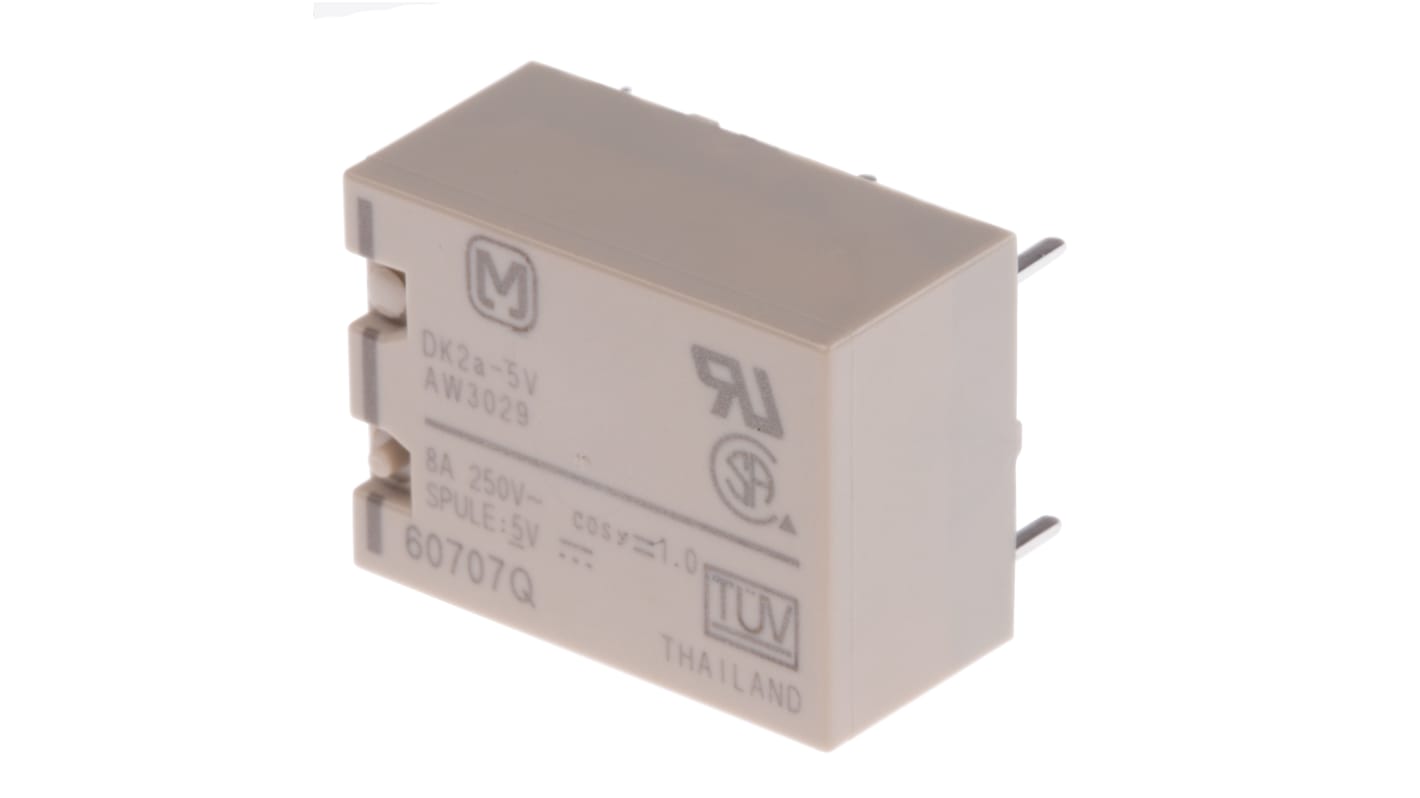Relé de potencia sin enclavamiento Panasonic de 2 polos, DPST, bobina 5V dc, 8A, Montaje en PCB