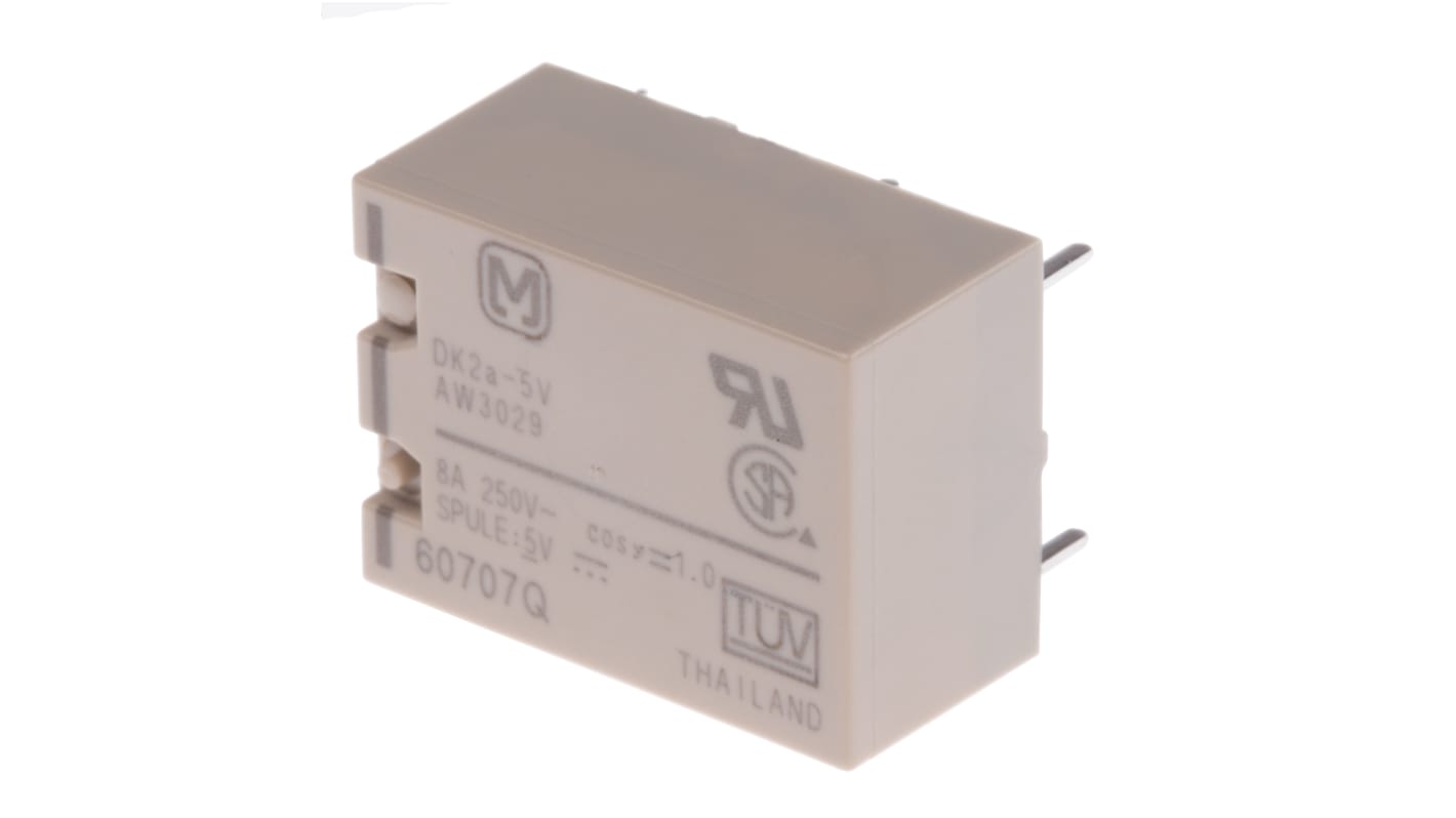 Panasonic PCB Mount Power Relay, 5V dc Coil, 8A Switching Current, DPST