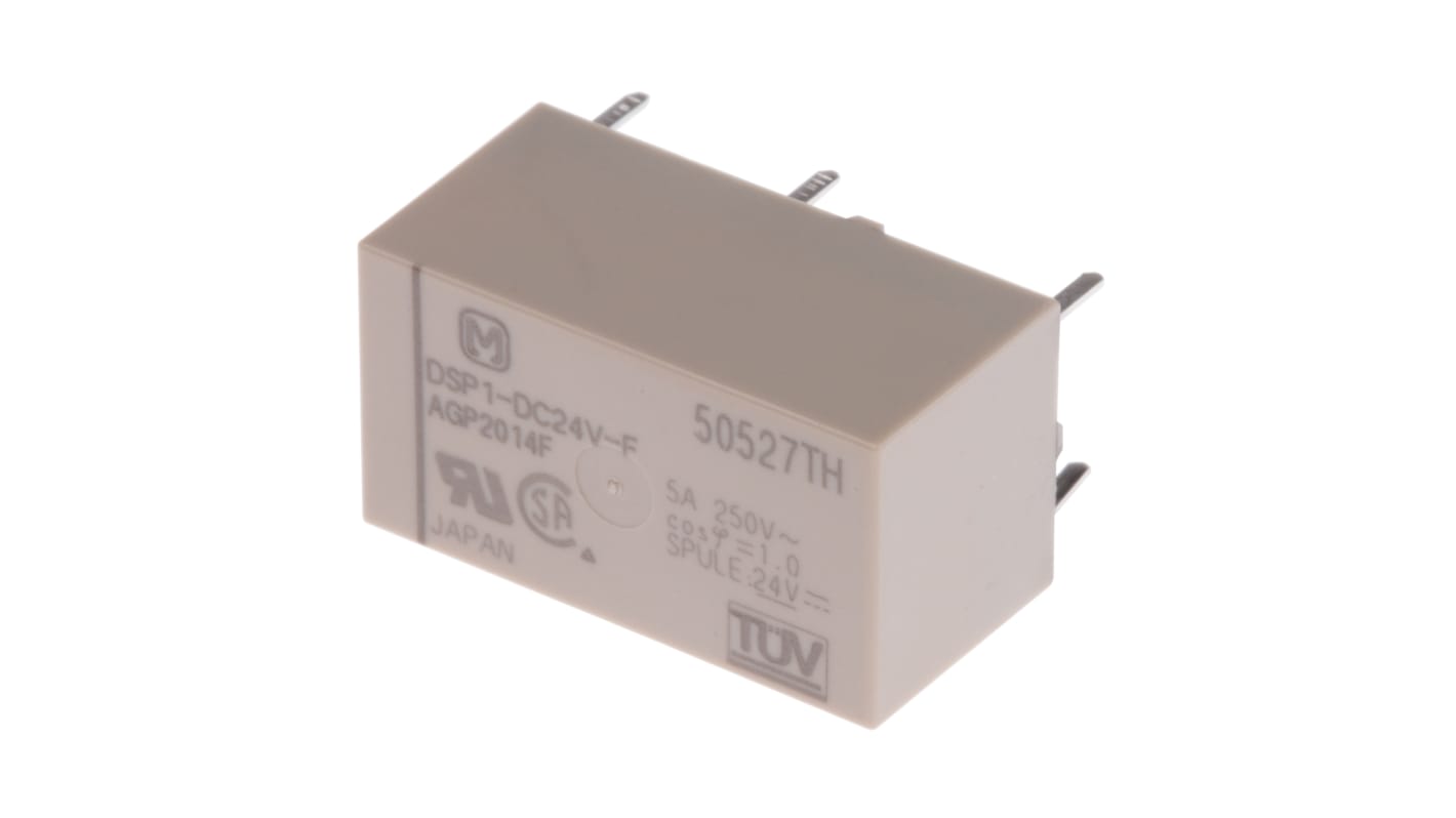 Panasonic PCB Mount Non-Latching Relay, 24V dc Coil, 5A Switching Current, DPST