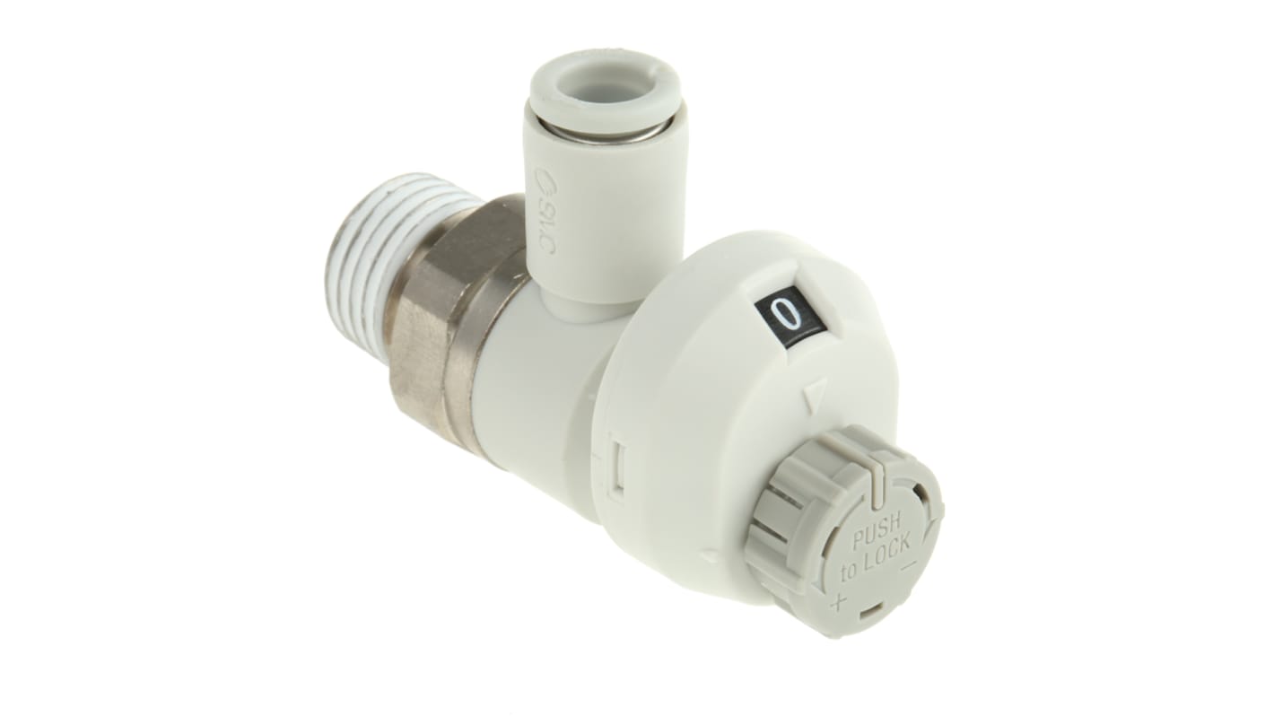SMC AS Series Threaded Speed Controller, R 1/4 Male Inlet Port x 6mm Tube Outlet Port