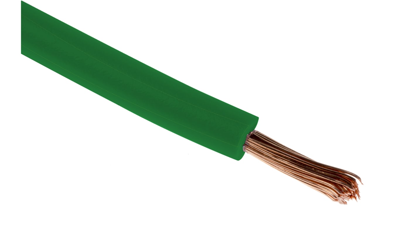 RS PRO Green 0.5mm² Hook Up Wire, 22AWG, 16/0.2 mm, 100m, PVC TI3 Insulation