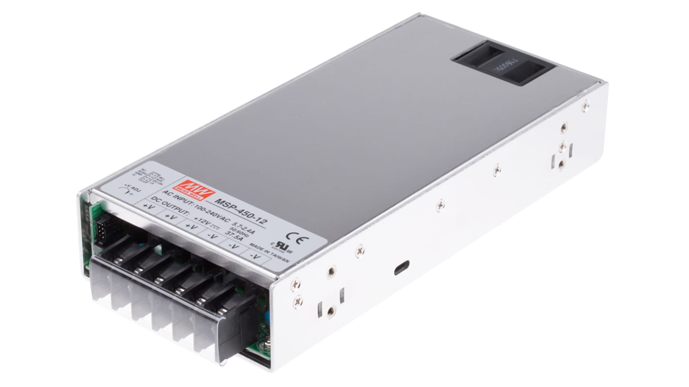 MEAN WELL Switching Power Supply, MSP-450-12, 12V dc, 37.5A, 450W, 1 Output, 120 → 370 V dc, 85 → 264 V