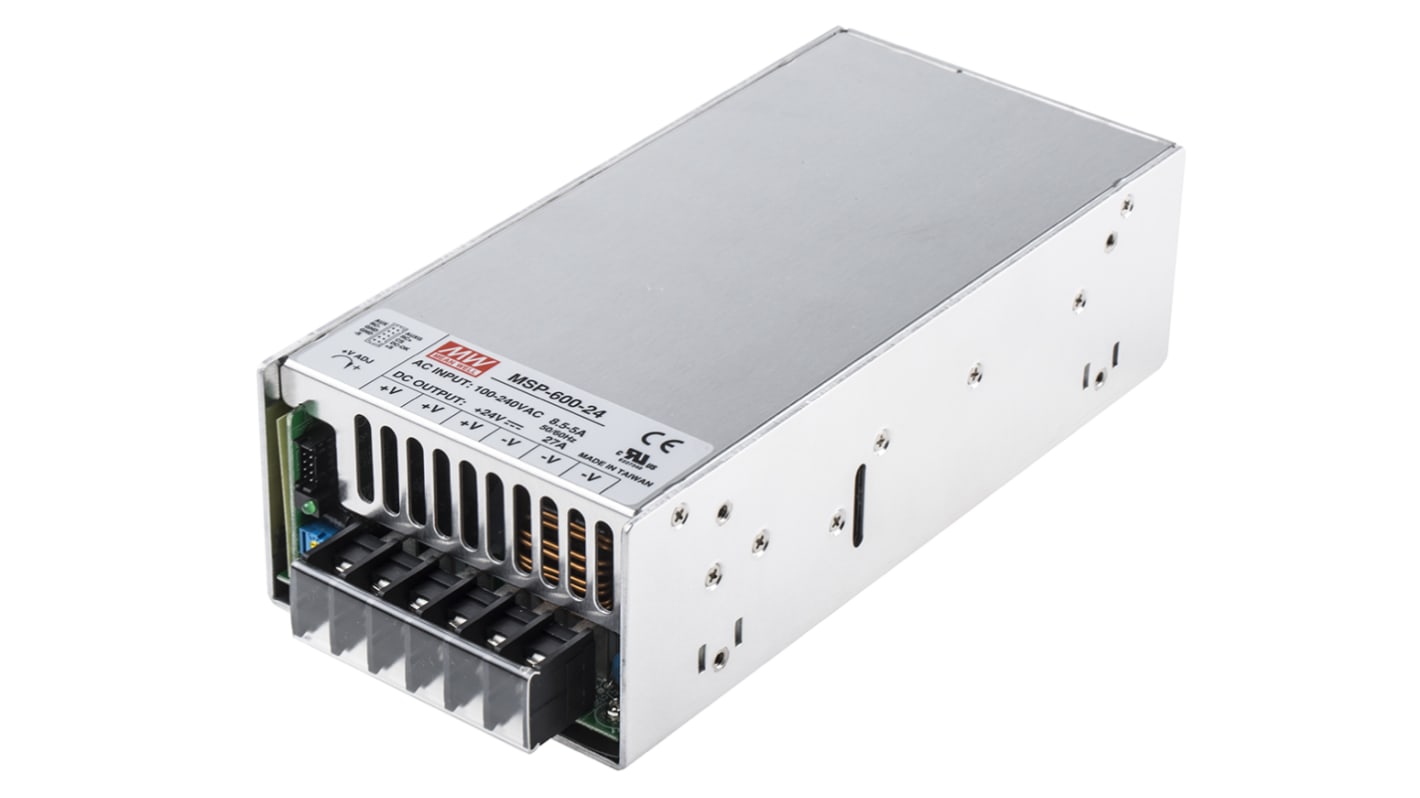 Alimentatore switching MEAN WELL MSP-600-24, 648W, ingresso 120 → 370 V dc, 85 → 264 V ac, uscita 24V cc,
