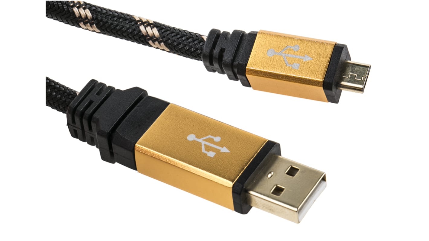Roline USB 2.0, Male USB A to Male Micro USB B, 800mm