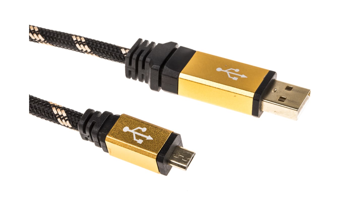 Roline USB 2.0, Male USB A to Male Micro USB B, 1.8m