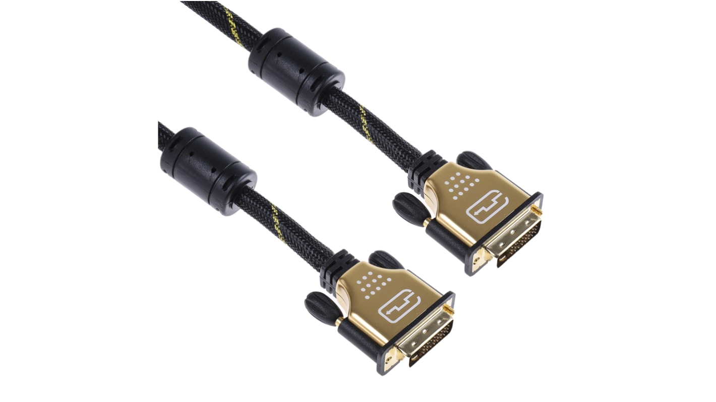 Cable DVI Roline de color Negro/Oro, con. A: DVI-D Dual Link macho, con. B: DVI-D Dual Link macho, long. 10m