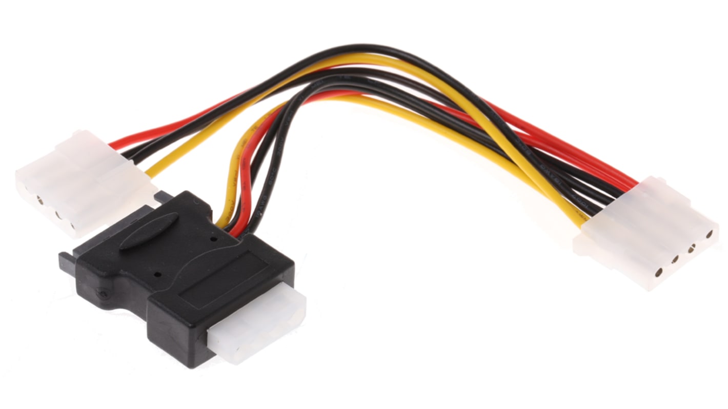 Roline Female SATA Power to Male 4 Pin Molex x 3 Cable, 200mm