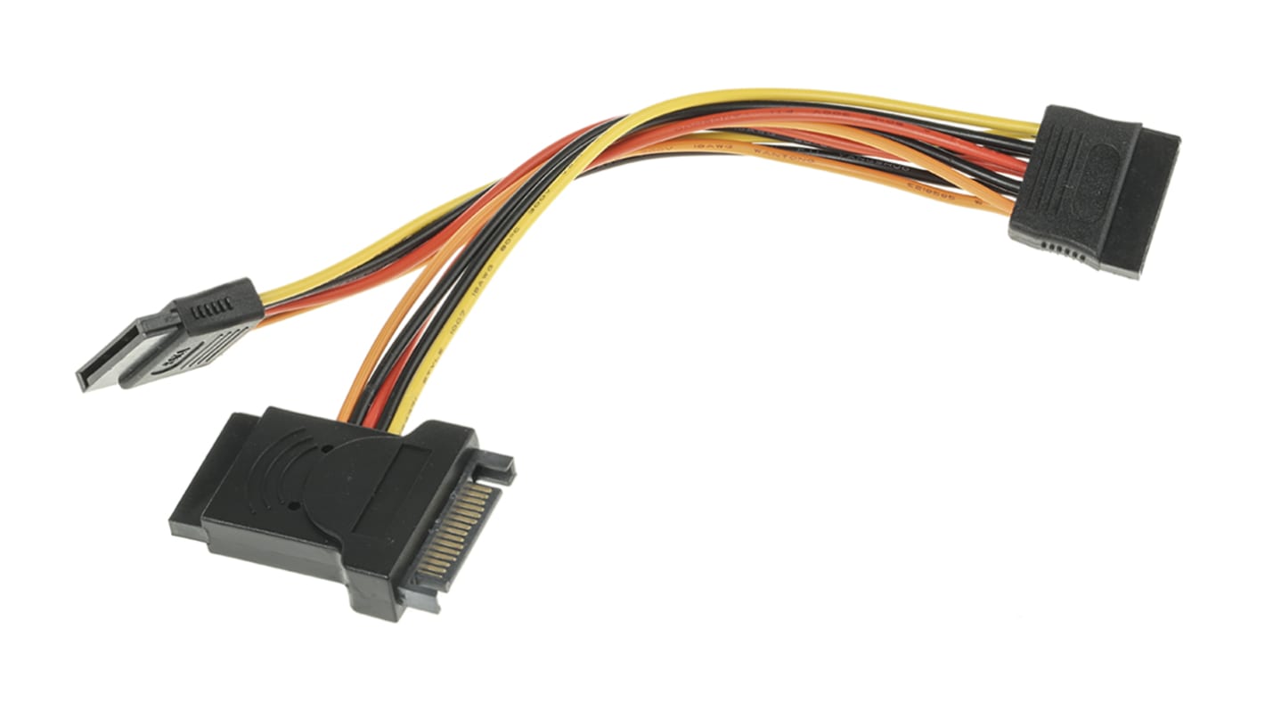 Roline Male SATA Power to Female SATA Power x 3 Cable, 200mm