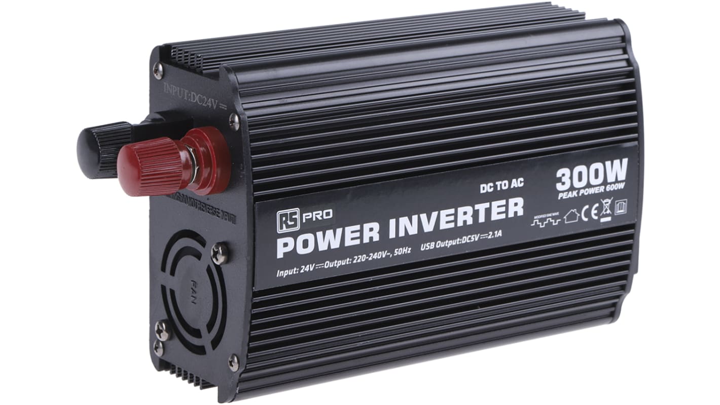 RS PRO Modified Sine Wave 300W Power Inverter, 24V dc Input, 230V ac Output