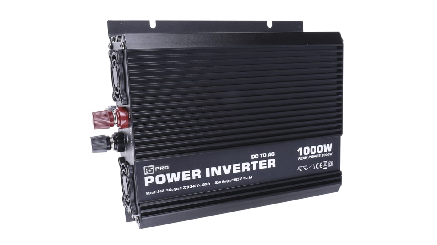 RS PRO Modified Sine Wave 1000W Power Inverter, 24V dc Input, 230V ac Output