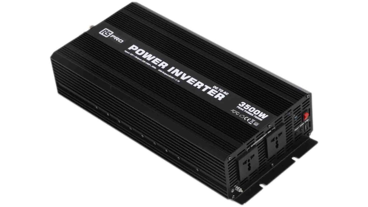 RS PRO Modified Sine Wave 3500W Power Inverter, 12V dc Input, 230V ac Output