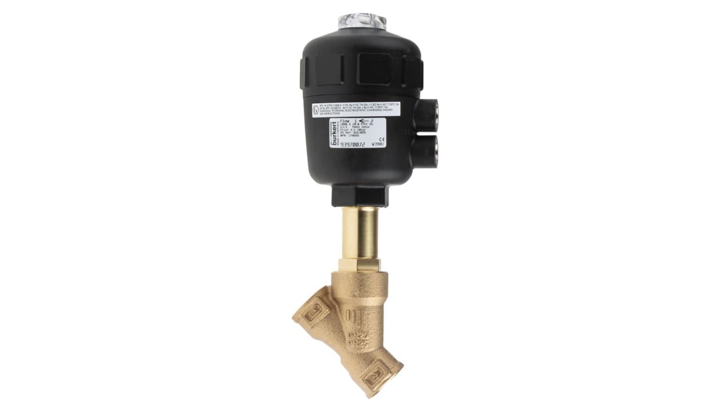 Burkert Angle type Pneumatic Actuated Valve, G 3/4in, 16 bar